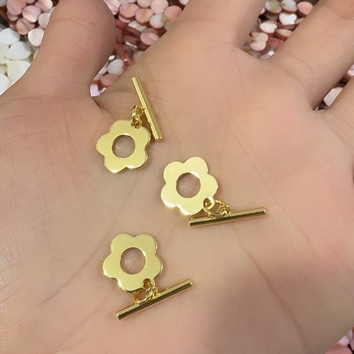 玛瑙/玉髓合金珠宝半成品3个五瓣花ot扣