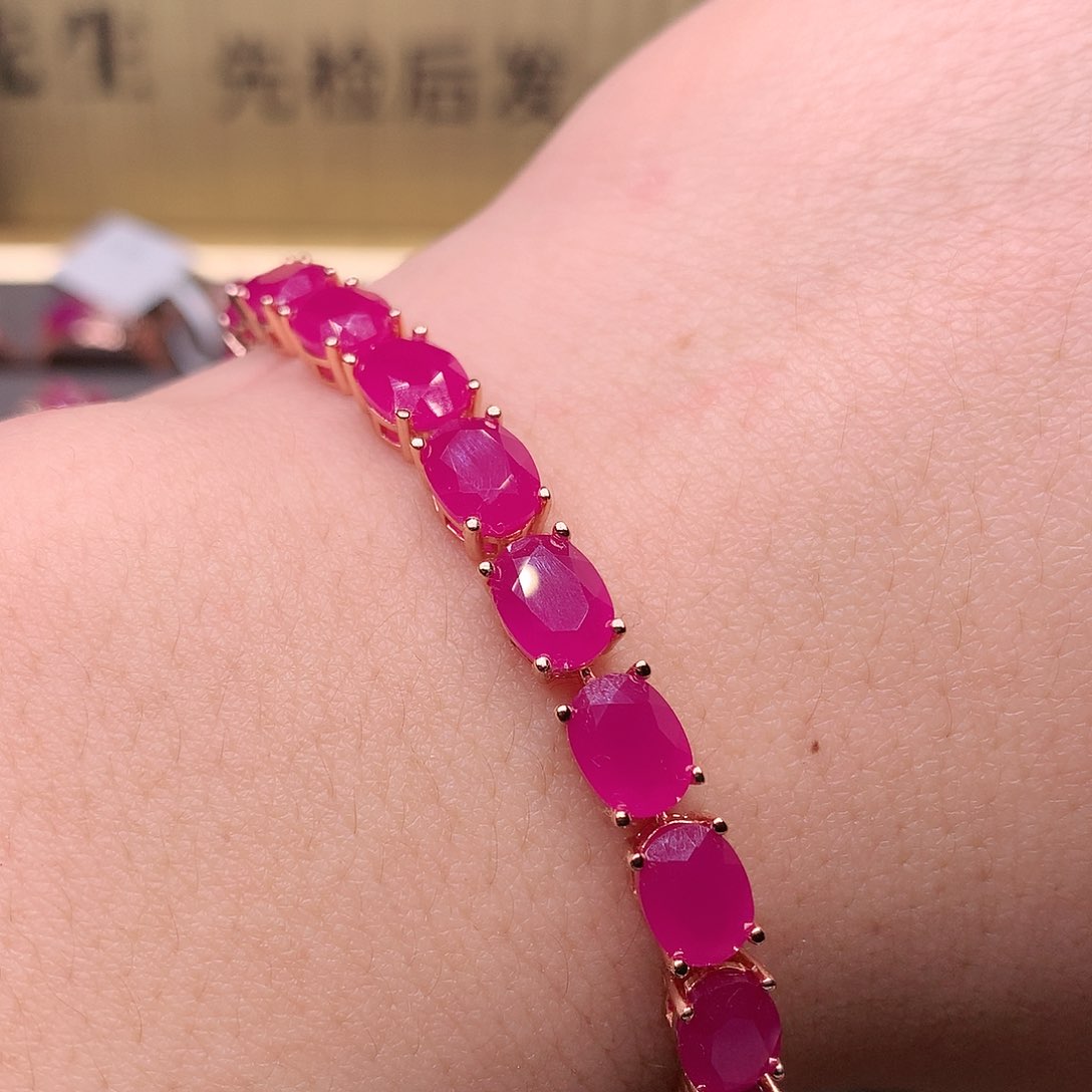 红宝石手链银S925镶嵌