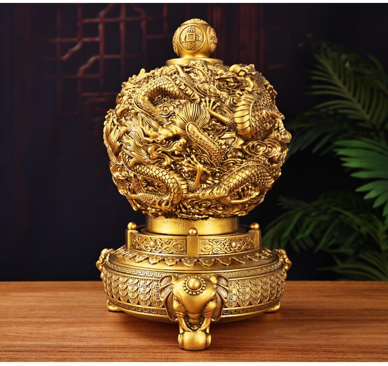 Y 龙转乾坤中式摆件客厅玄关办公室装饰品摆件（长27宽27高40cm）