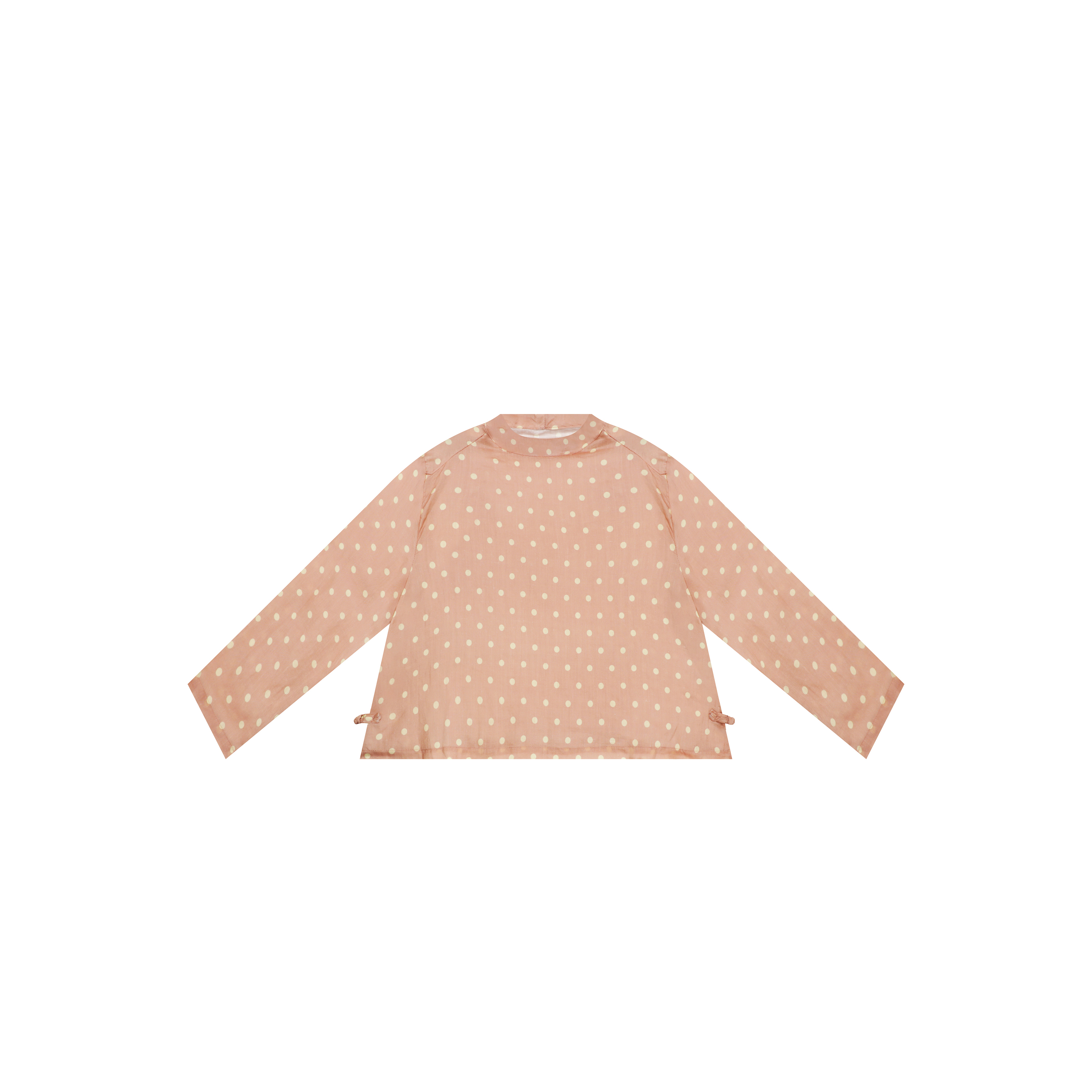 【麻訪家】MF1155粉桔色春夏文艺波点简约休闲百搭长袖上衣