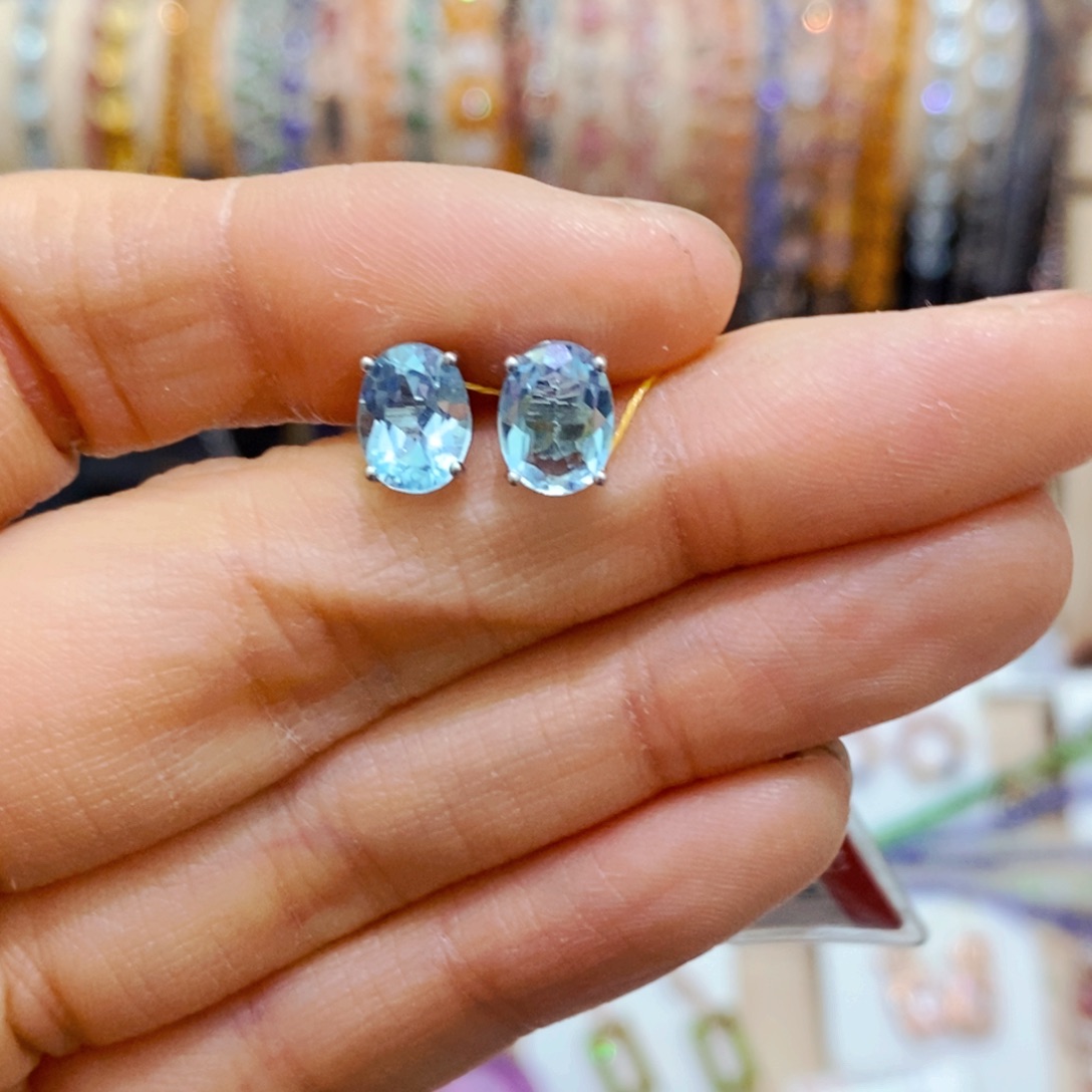 托帕石耳饰银S925镶嵌