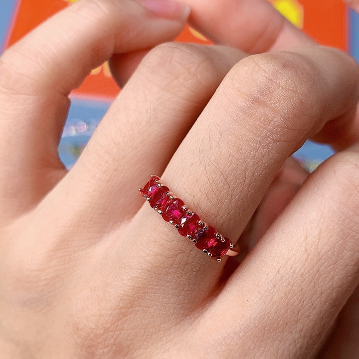 红宝石戒指银S925镶嵌