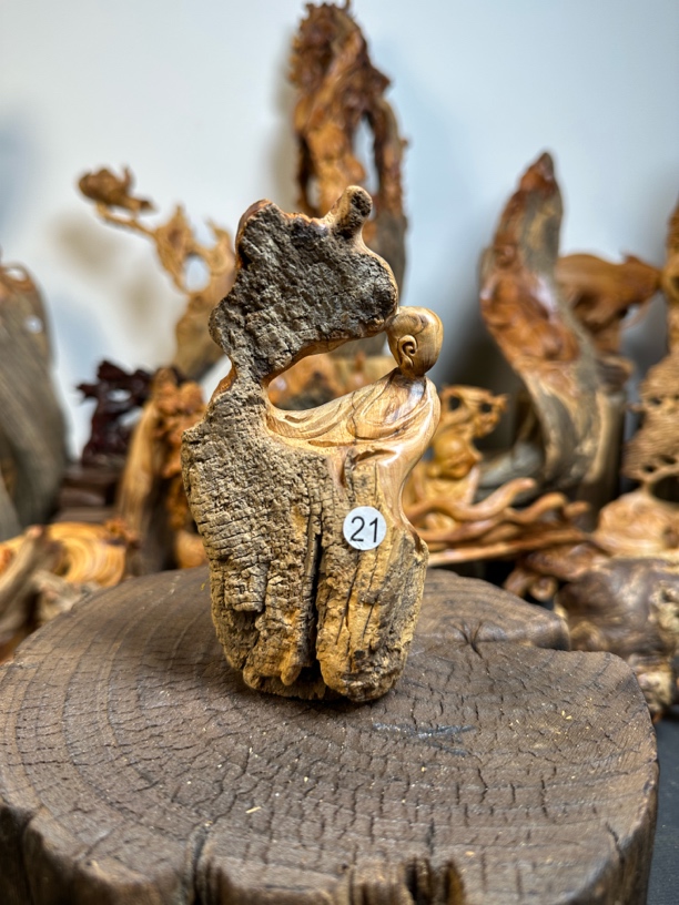 太行崖柏陈化料根雕摆件无相佛手把件木雕工艺品雕刻