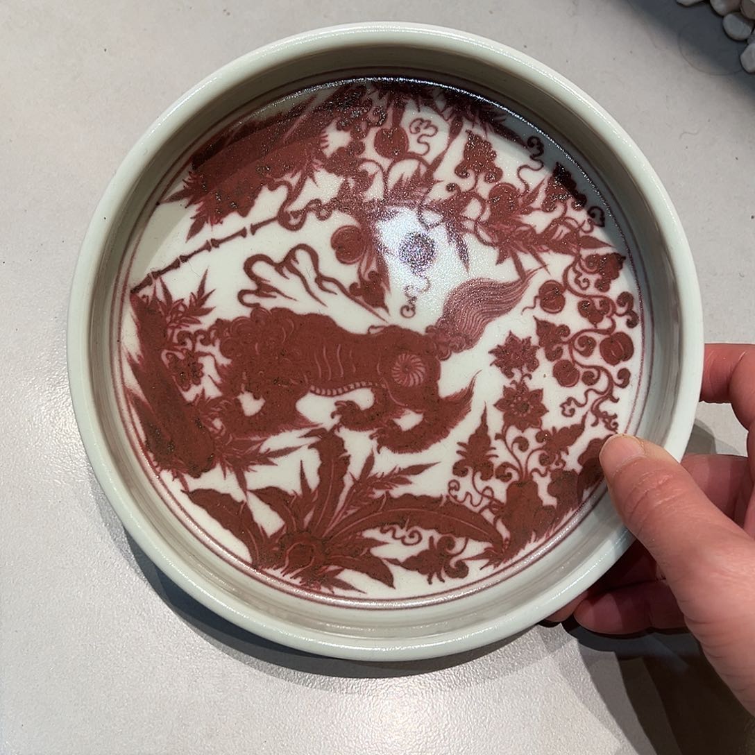 畅怀堂原矿釉里红壶承