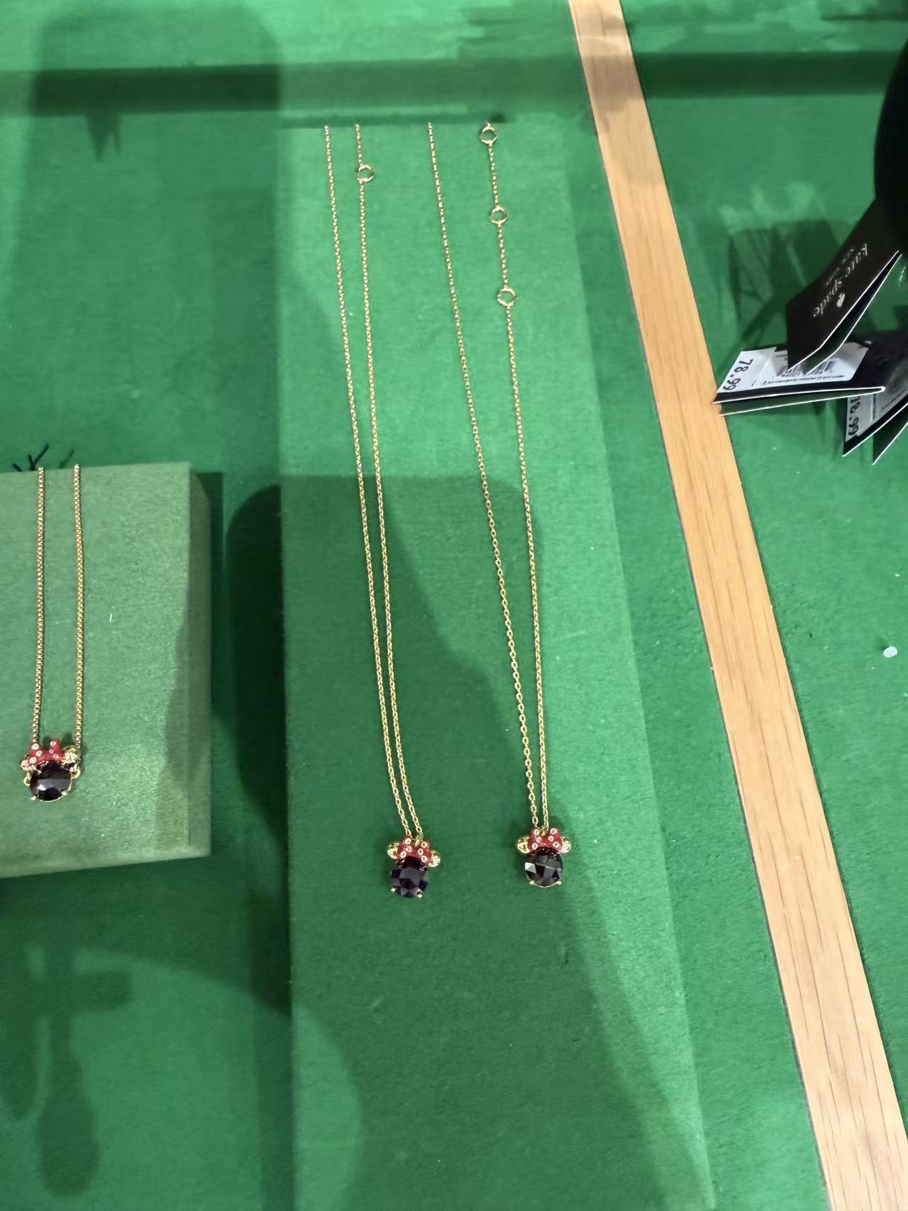 黄铜项链 镀18k金KS卡通米妮可爱甜美蝴蝶结镶钻项链