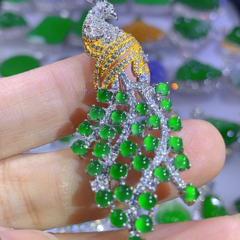 【闪购商品】翡翠挂件银S925镶嵌天然翡翠