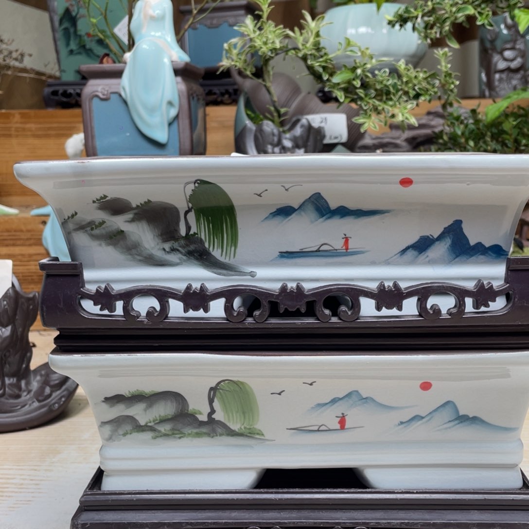 紫砂茶杯陶瓷艺术花盆陶瓷