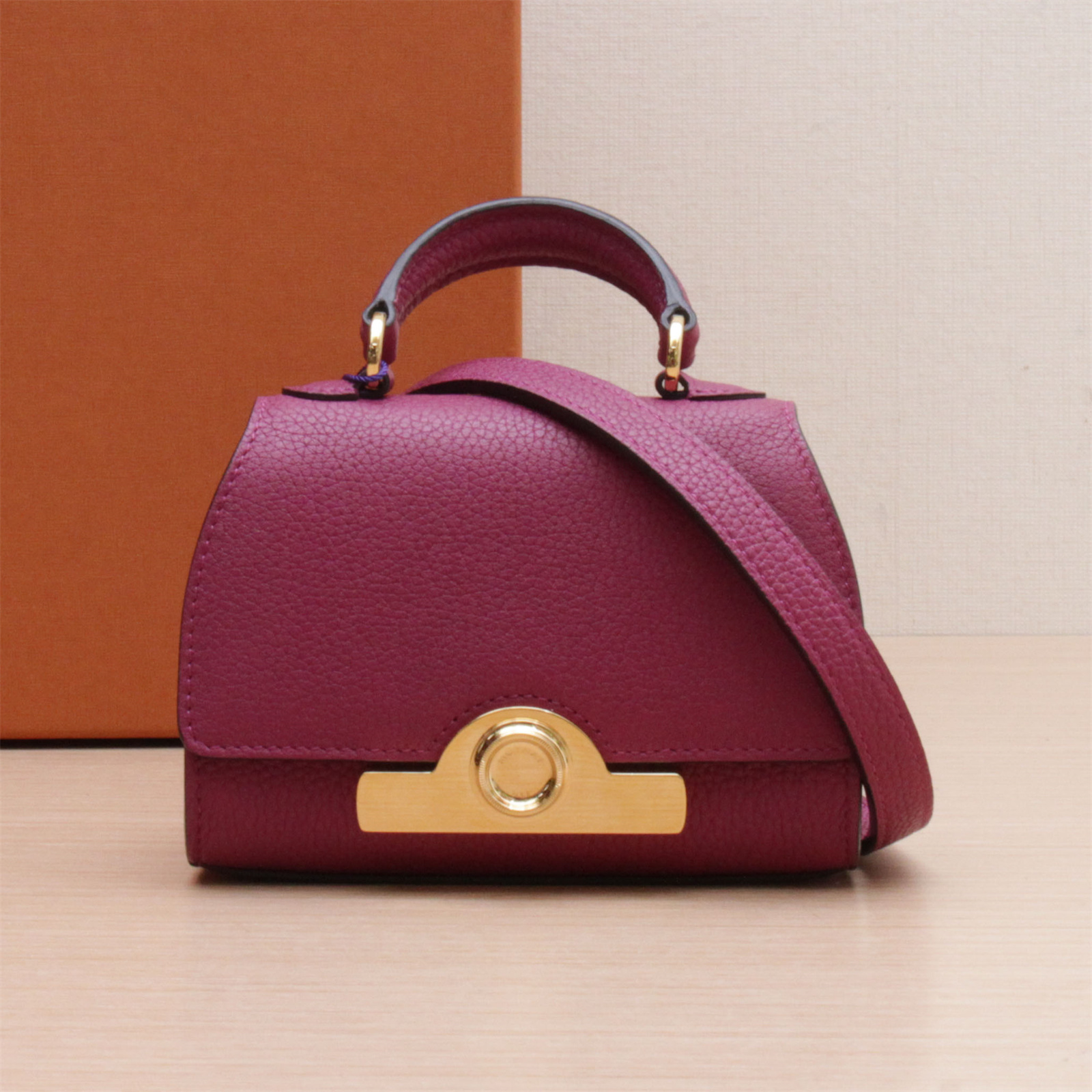 99新 MOYNAT/摩奈 小花双双 Rejane Na4.5 紫色 荔枝皮革C 单肩包