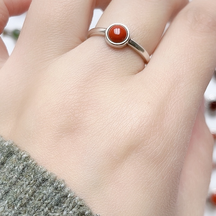 玛瑙/玉髓戒指银S925镶嵌925银