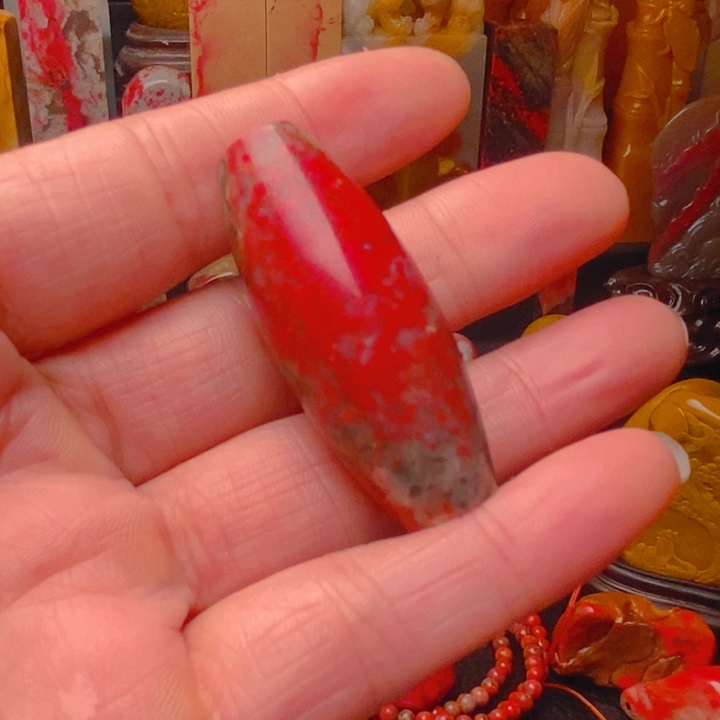 鸡血石鸡血石筒珠