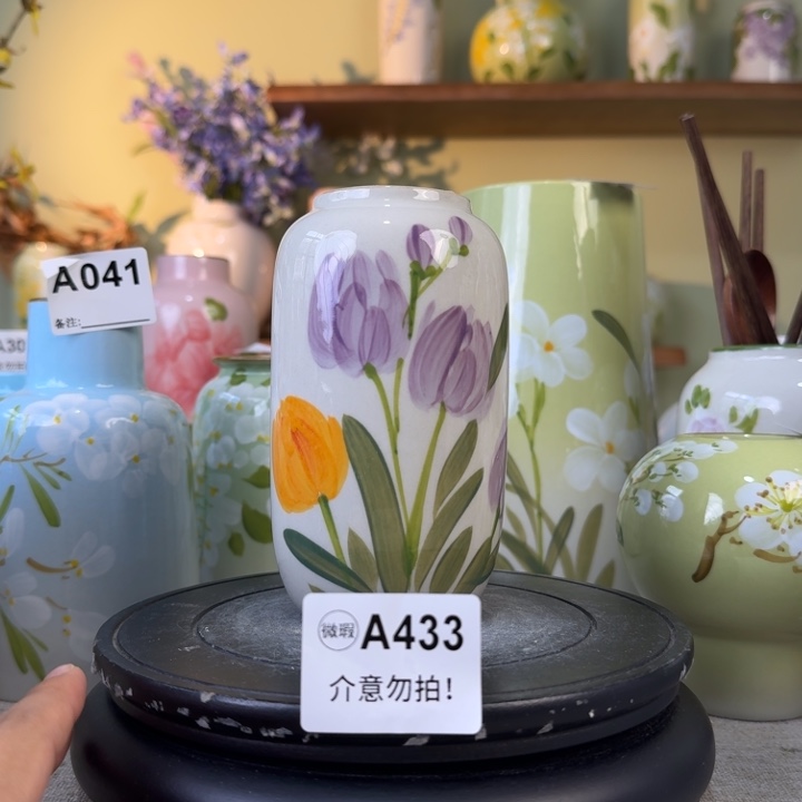 摆件景德镇陶瓷手绘花瓶摆件无孔