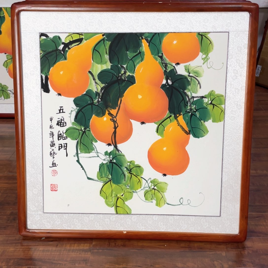 国画手绘带框尺寸63*63厘米