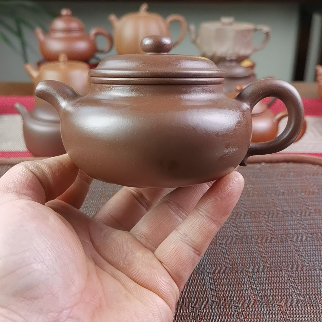 紫砂茶壶深井紫泥仿古260CC点搪工艺