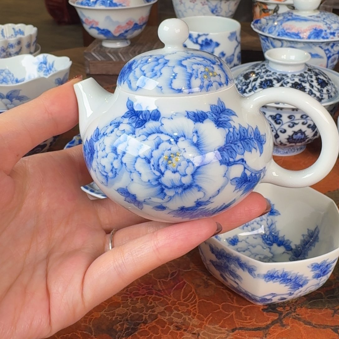 青樵轩牡丹小茶壶