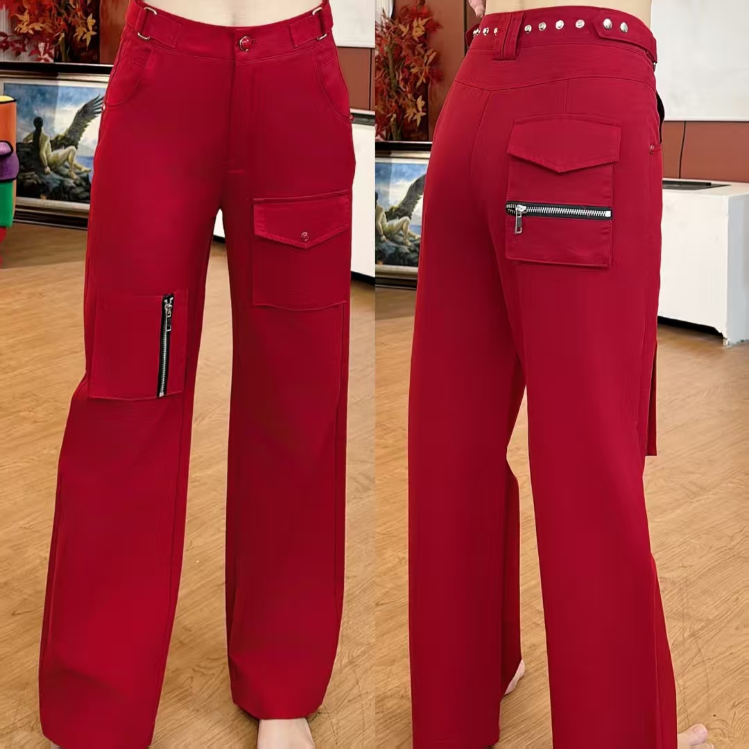 柯米儿KM60038休闲直筒裤工装裤阔腿裤