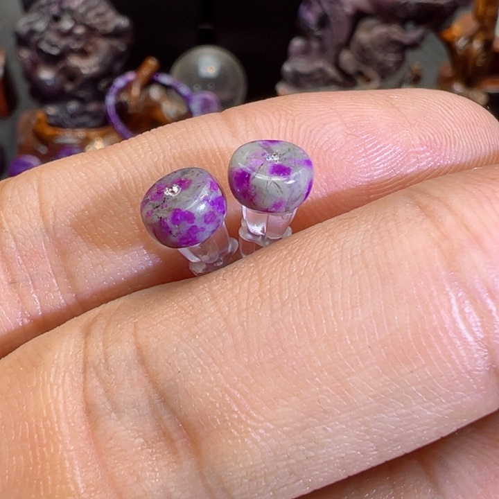 苏纪石（舒俱来）耳钉银S925镶嵌