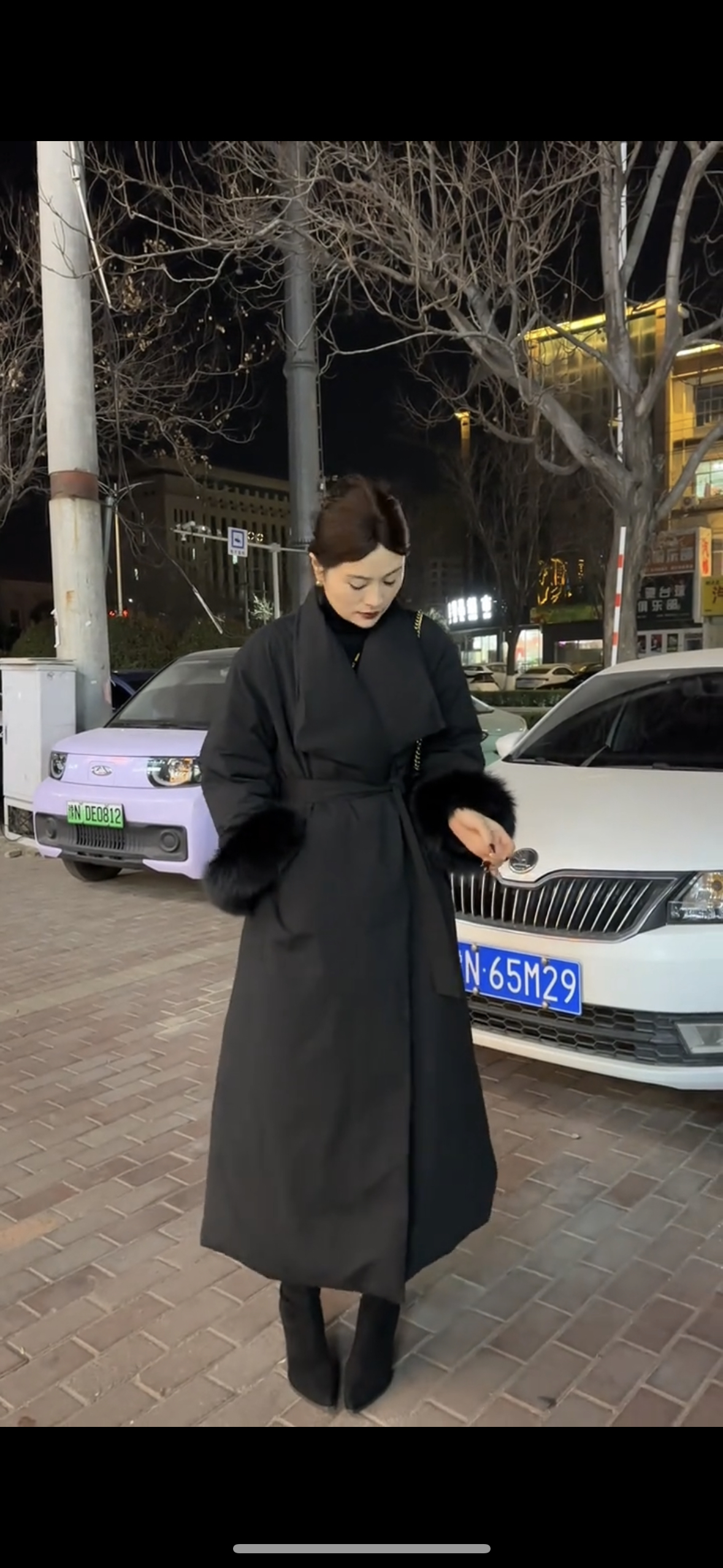 大楠家赫本风中长款羽绒服