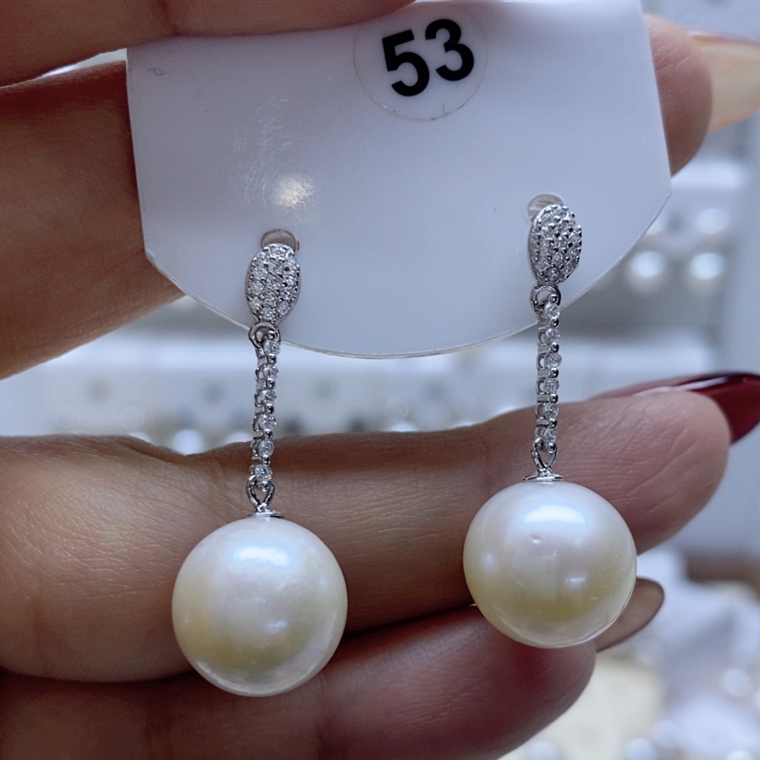 淡水珍珠耳饰银S925镶嵌
