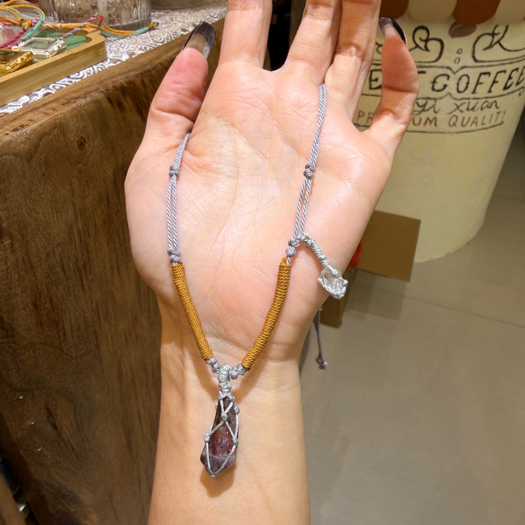 天然水晶原石吊坠手工绕线情侣礼物