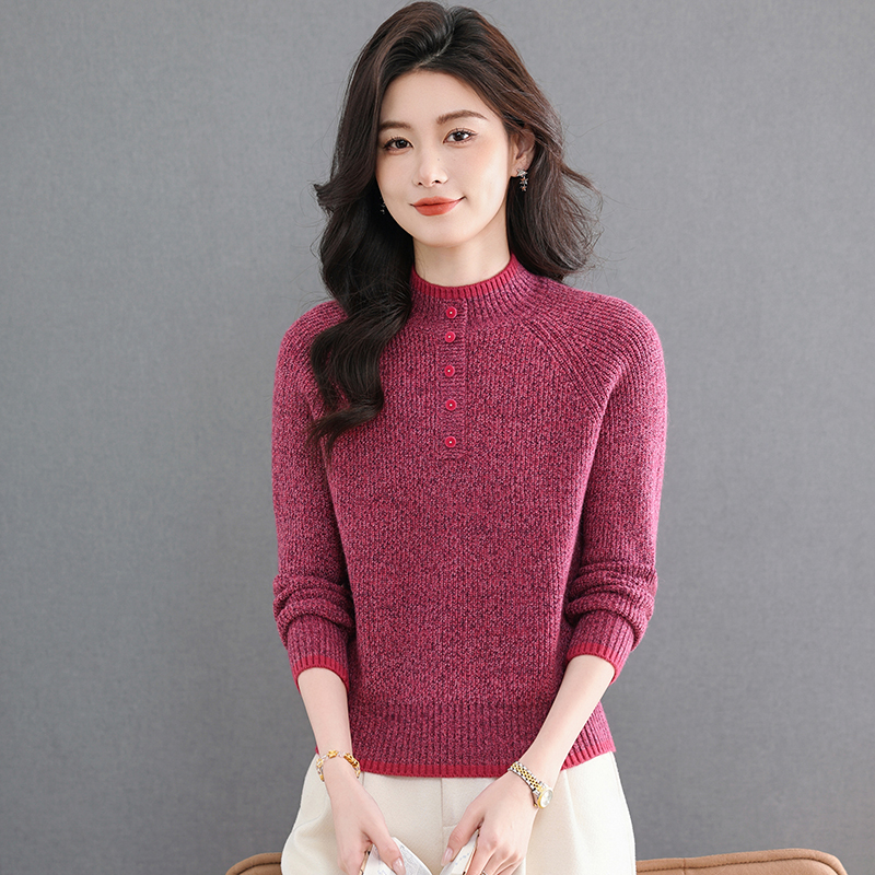 冬季新款半高领时尚洋气宽松显瘦女士针织衫打底衫