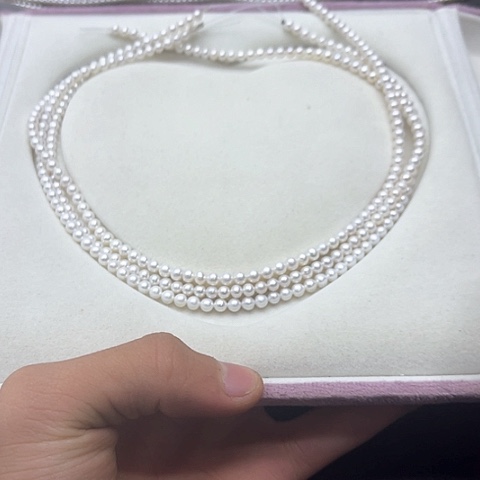 淡水珍珠珍珠项链银S925镶嵌24