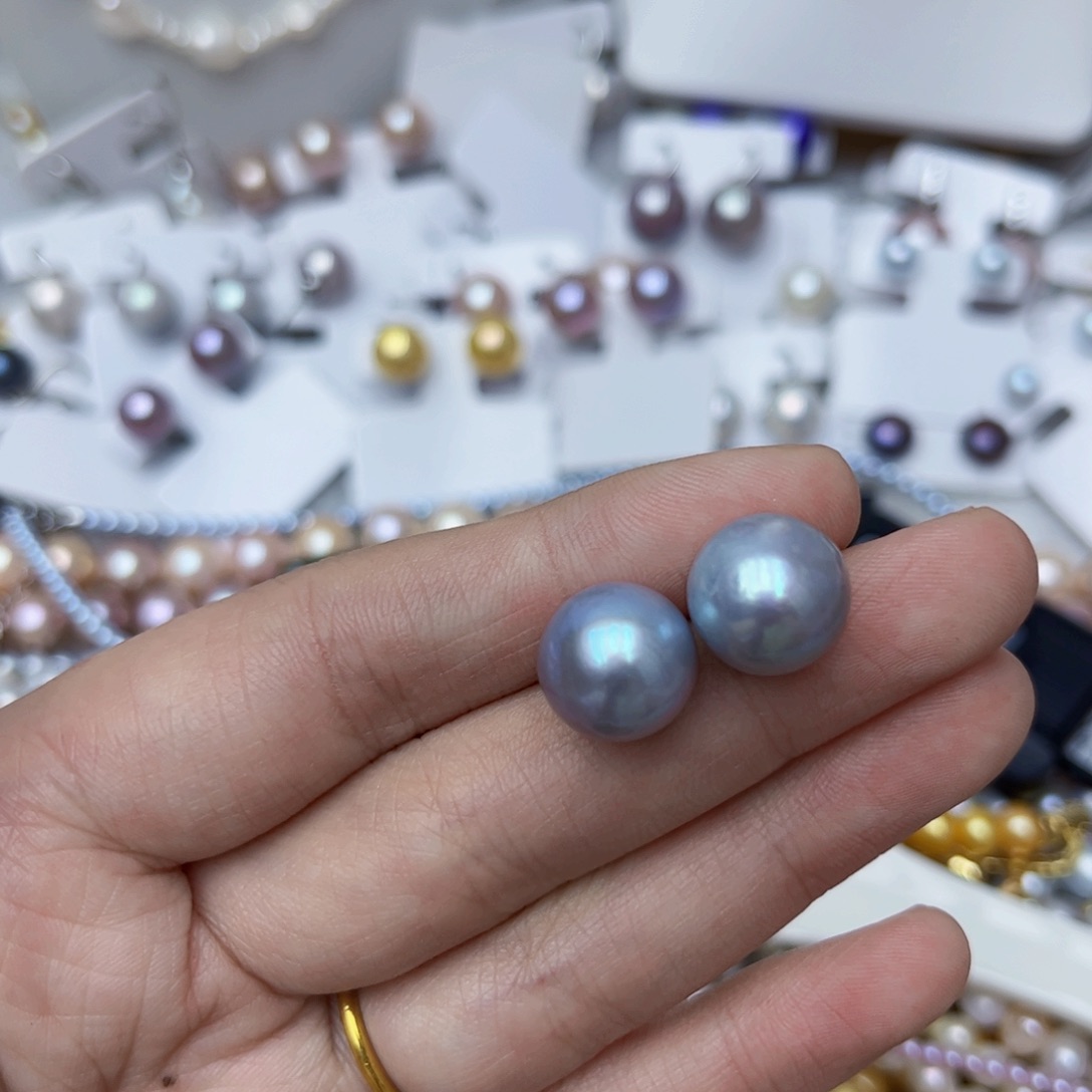 淡水珍珠耳饰银S925镶嵌