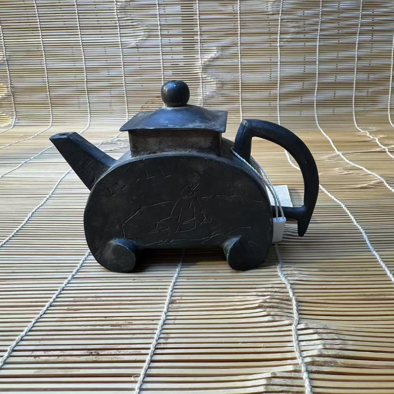 复古家用锡制后手壶一客 有划痕 氧化