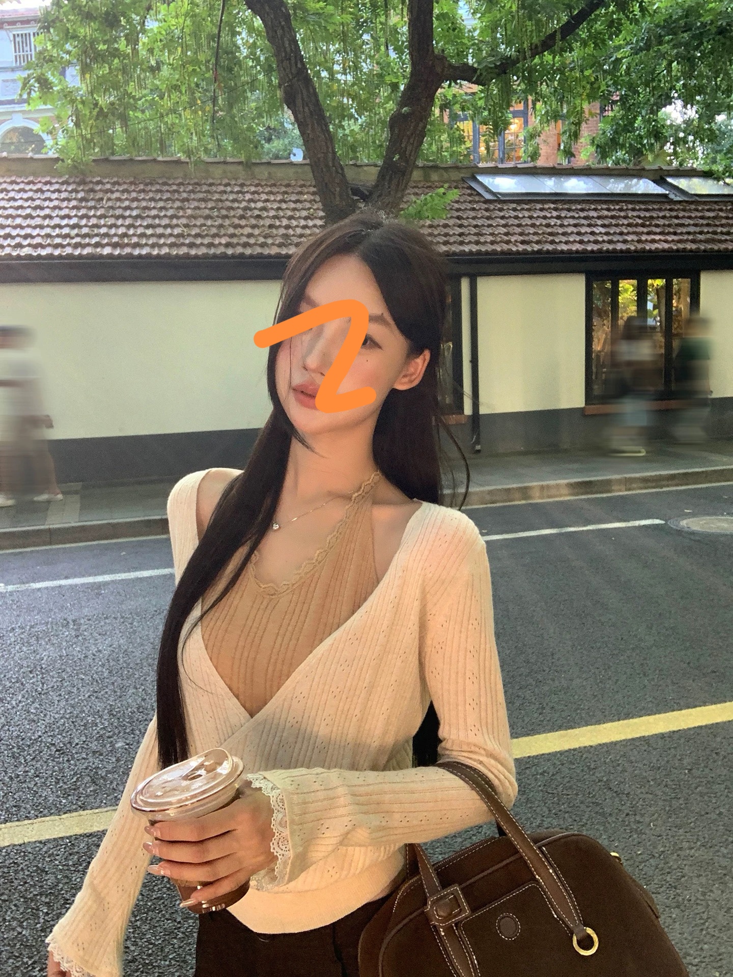 番茄园 女韩氛围感 假俩件设计感修身上衣