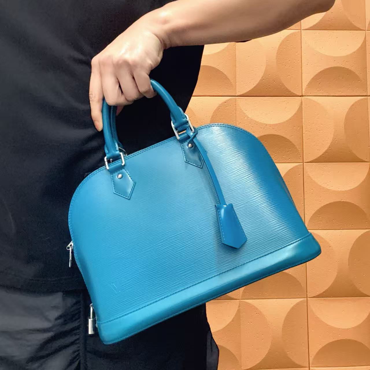 95新 LouisVuitton/路易威登 【胖】53 0831 蓝色水波纹贝壳手提包