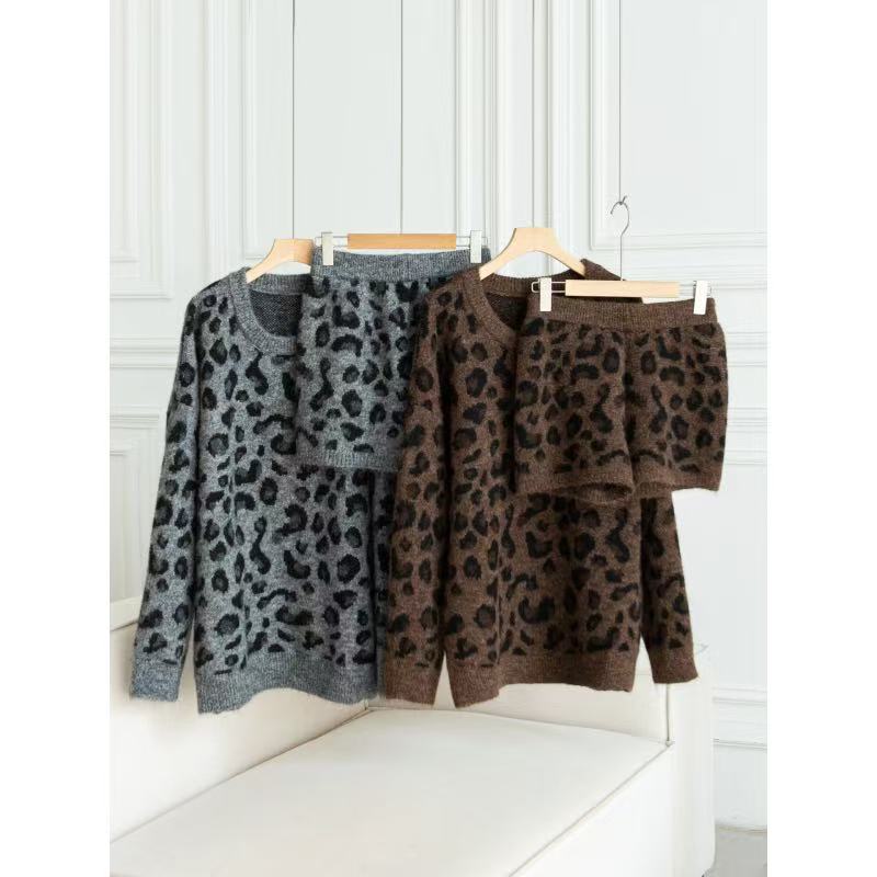 【YY韩美】网红套装慵懒风针织百搭时尚套装极简风冬季白色毛衣ins