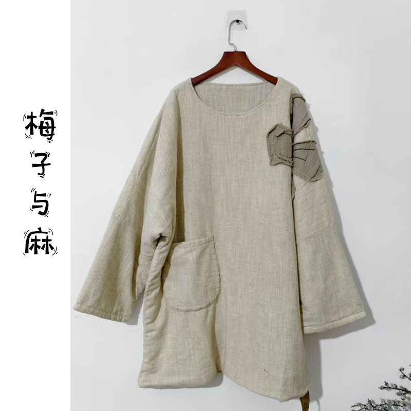 【大梅子推荐】设计款亚麻刺绣棉服JG5982A（衣长85胸围140）
