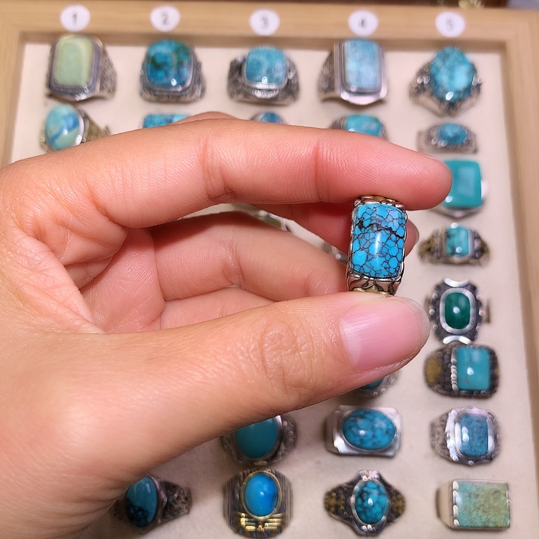 思***斋绿松石银S925镶嵌戒指