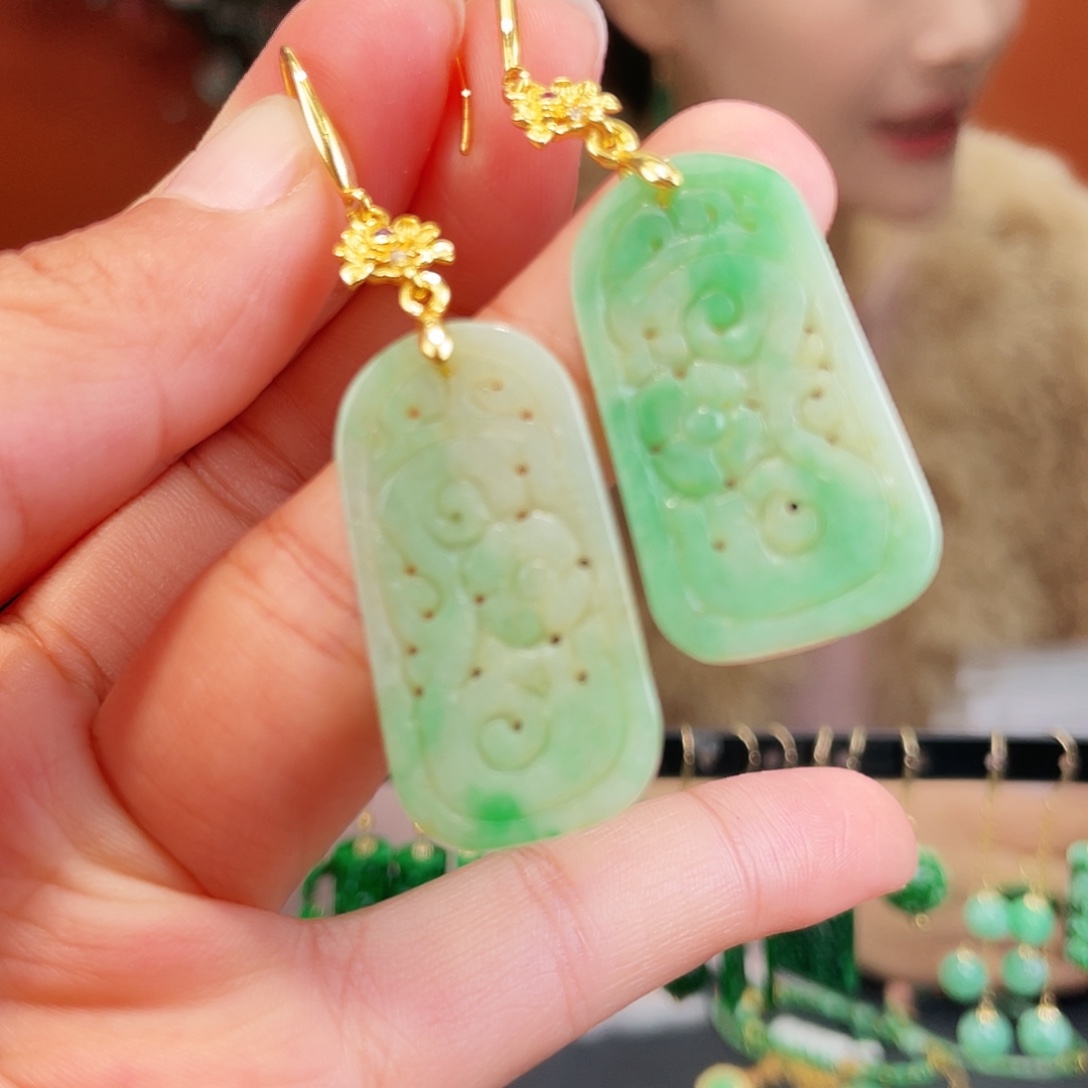 翡翠未镶嵌耳饰饰品