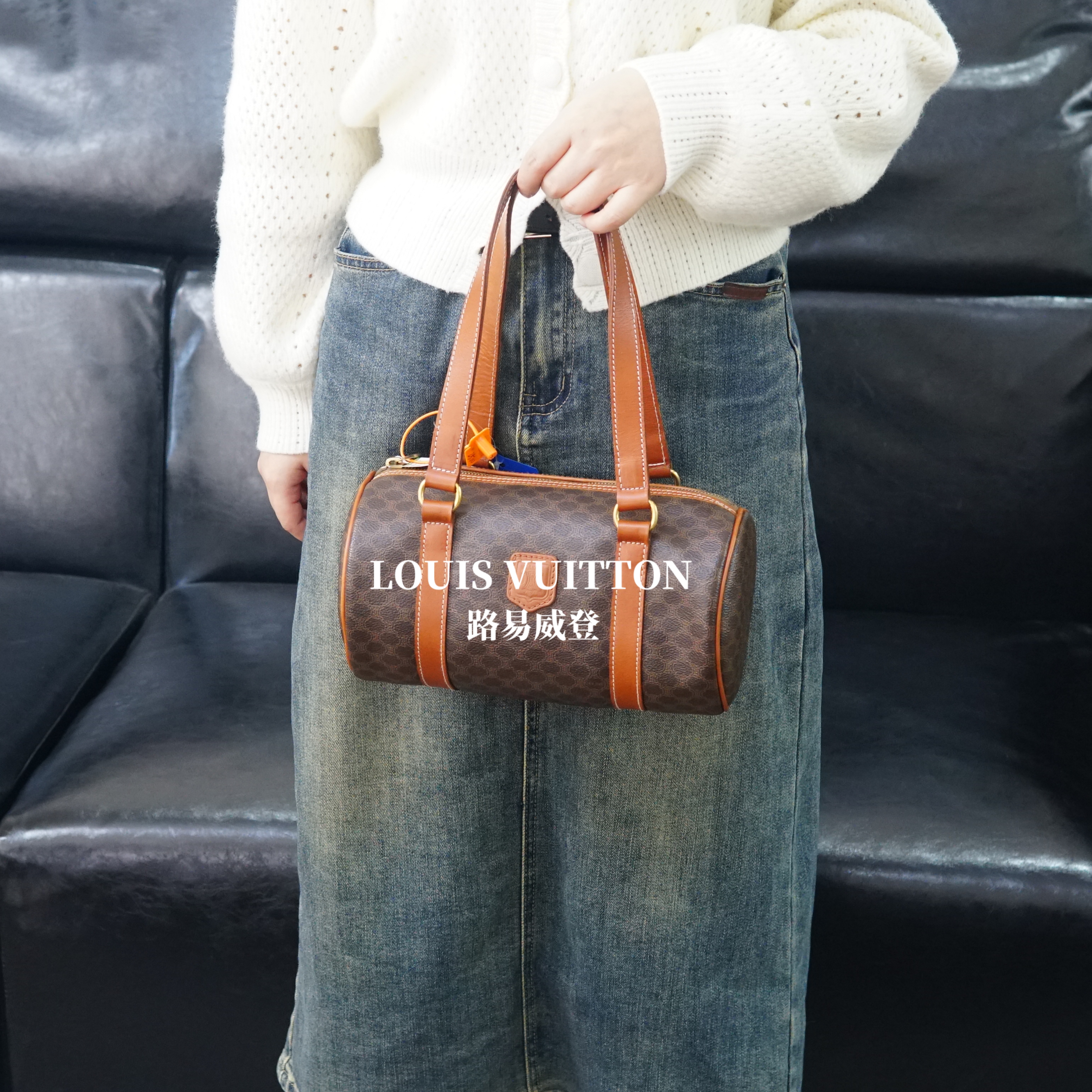 95新 Celine/思琳 老花圆筒包/EE03123104/3104