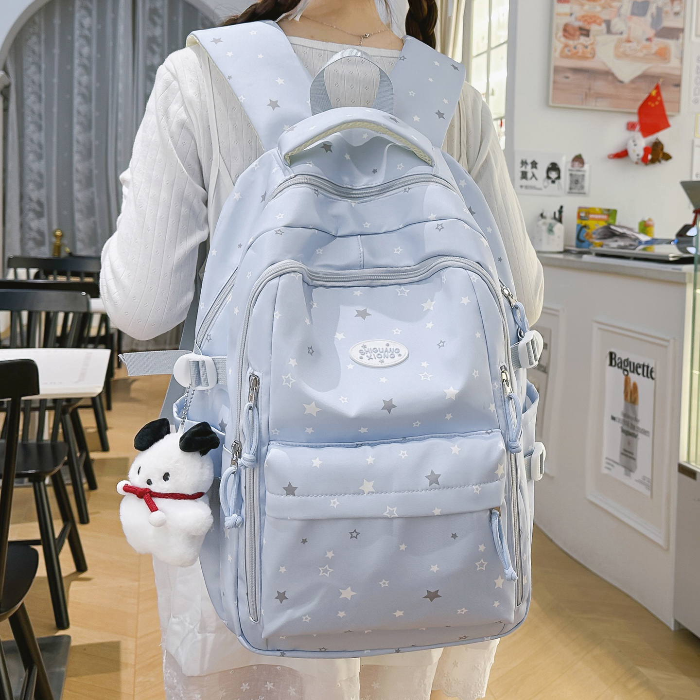 高颜值ins书包女初中生大容量背包高中学生多层减负小学生双肩包