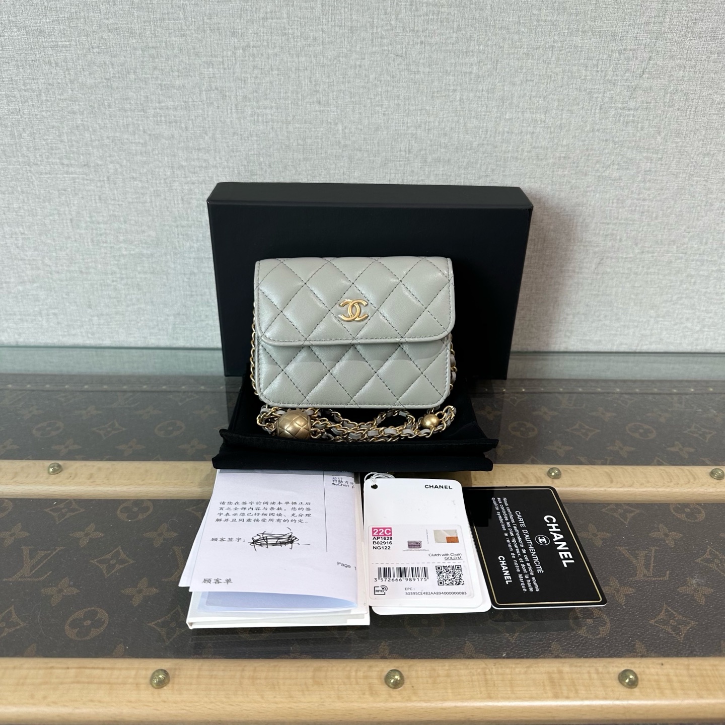 99新 Chanel/香奈儿 24A荔枝牛皮粉金woc链条包 20830