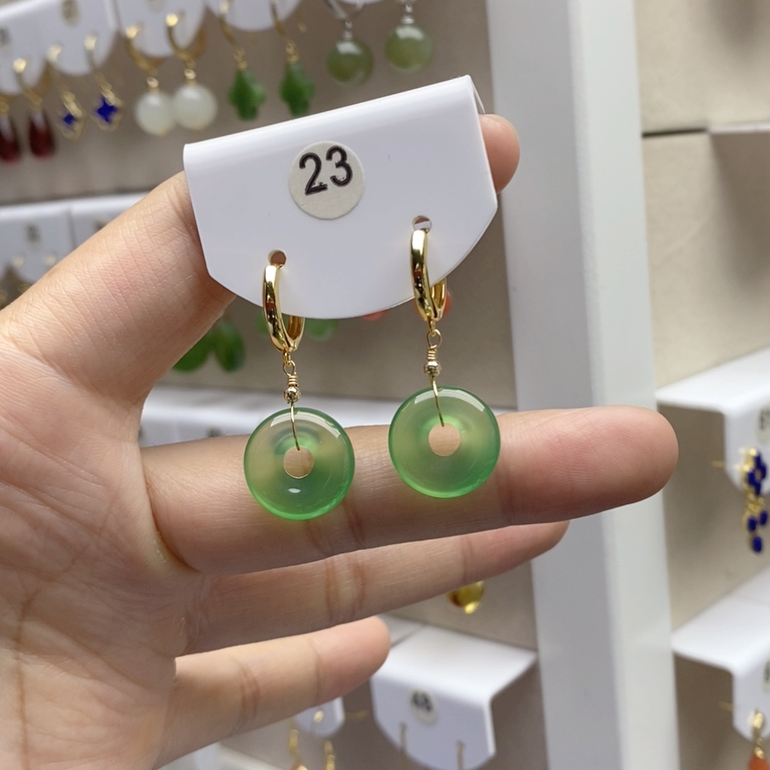 银S925镶嵌耳饰玛瑙/玉髓