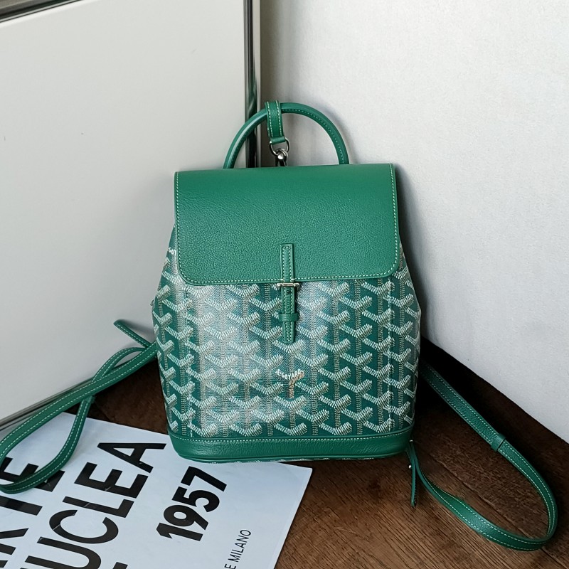 99新 Goyard 【24期免息】22新款绿色老花Alpin mini双肩包/52333