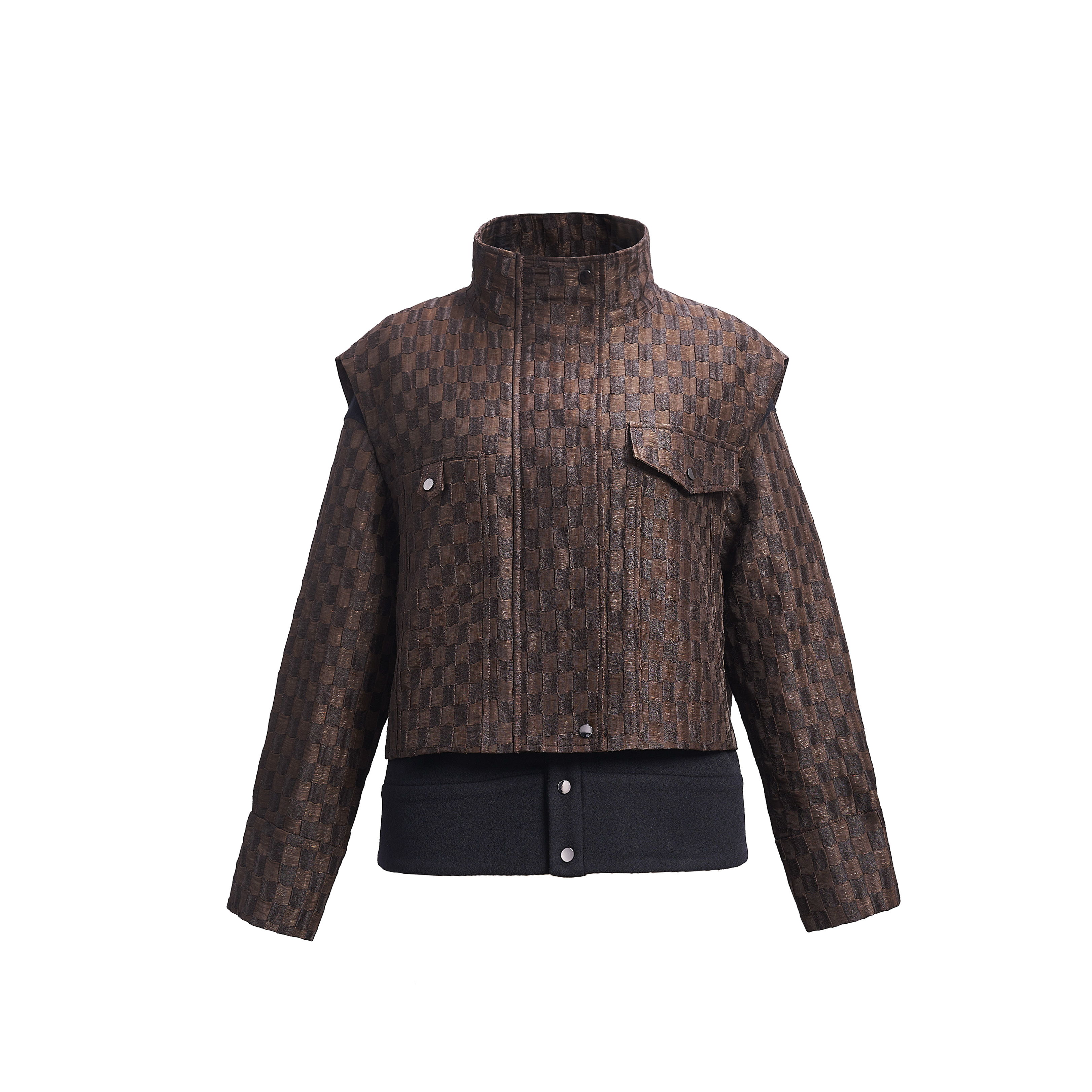 棋盘格街头复古两件套外套