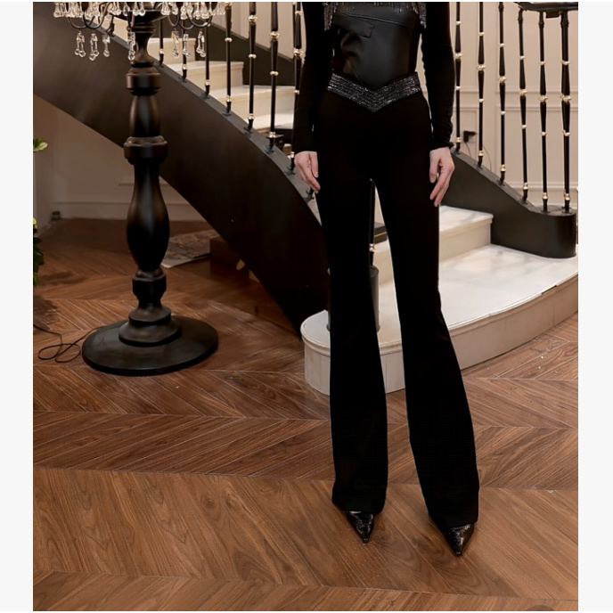 【FUNANI】洋气高腰不规则2025秋冬新款休闲裤百搭女裤子X2531039B