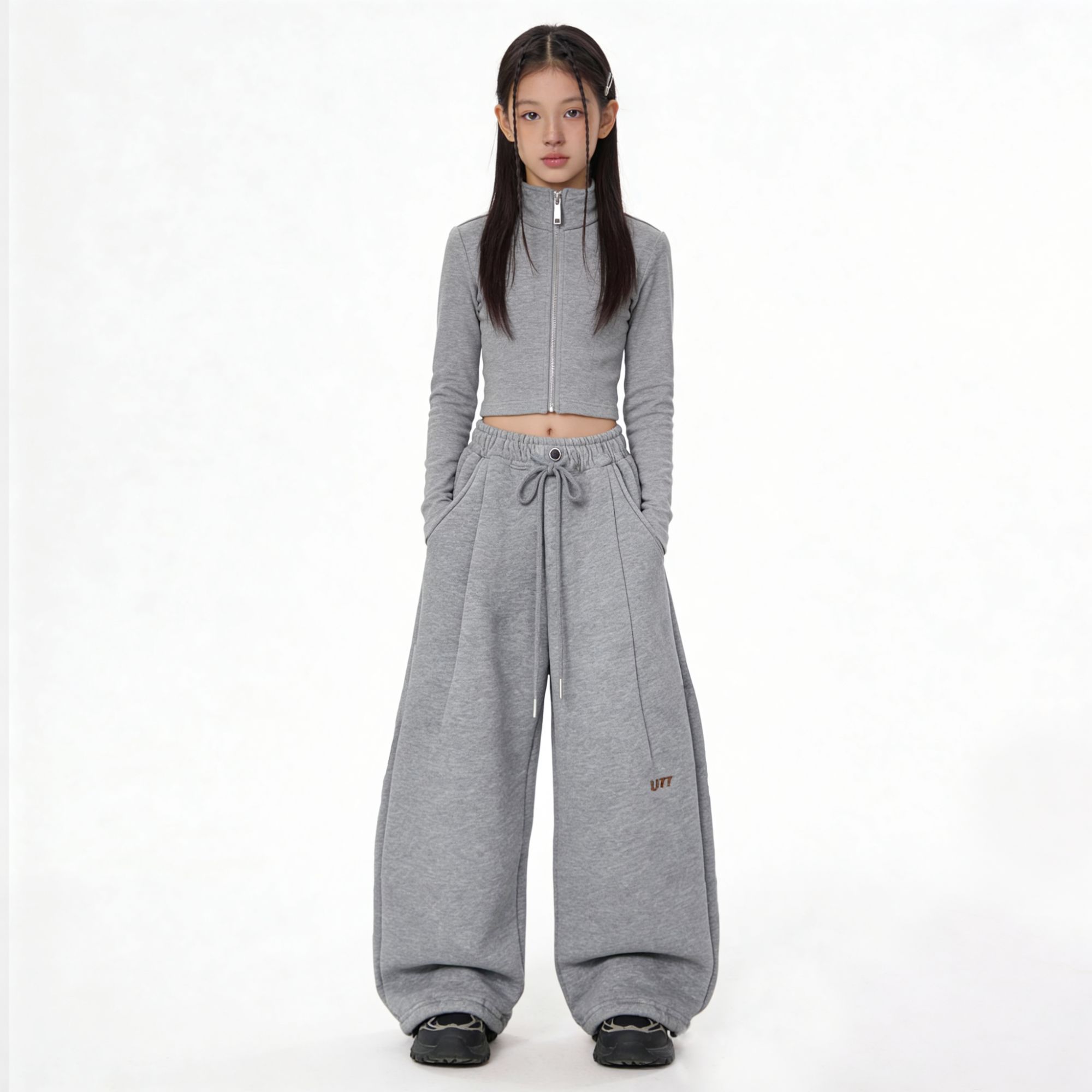 D04  韩版男童女童休闲洋气百搭裤子2025日常运动加绒加厚休闲裤