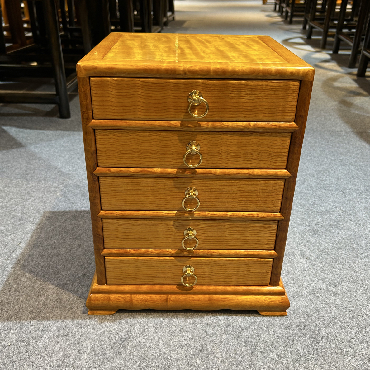 金丝楠木大叶楠木黄料满水波纹全独板收纳盒普洱茶盒珠宝首饰盒