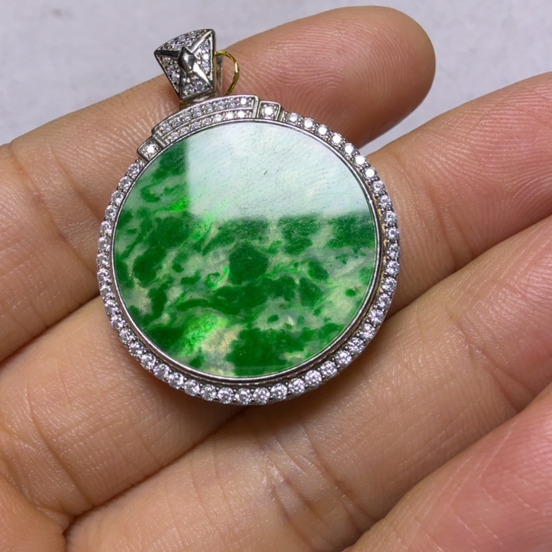 清***浅翡翠银S925镶嵌颈饰