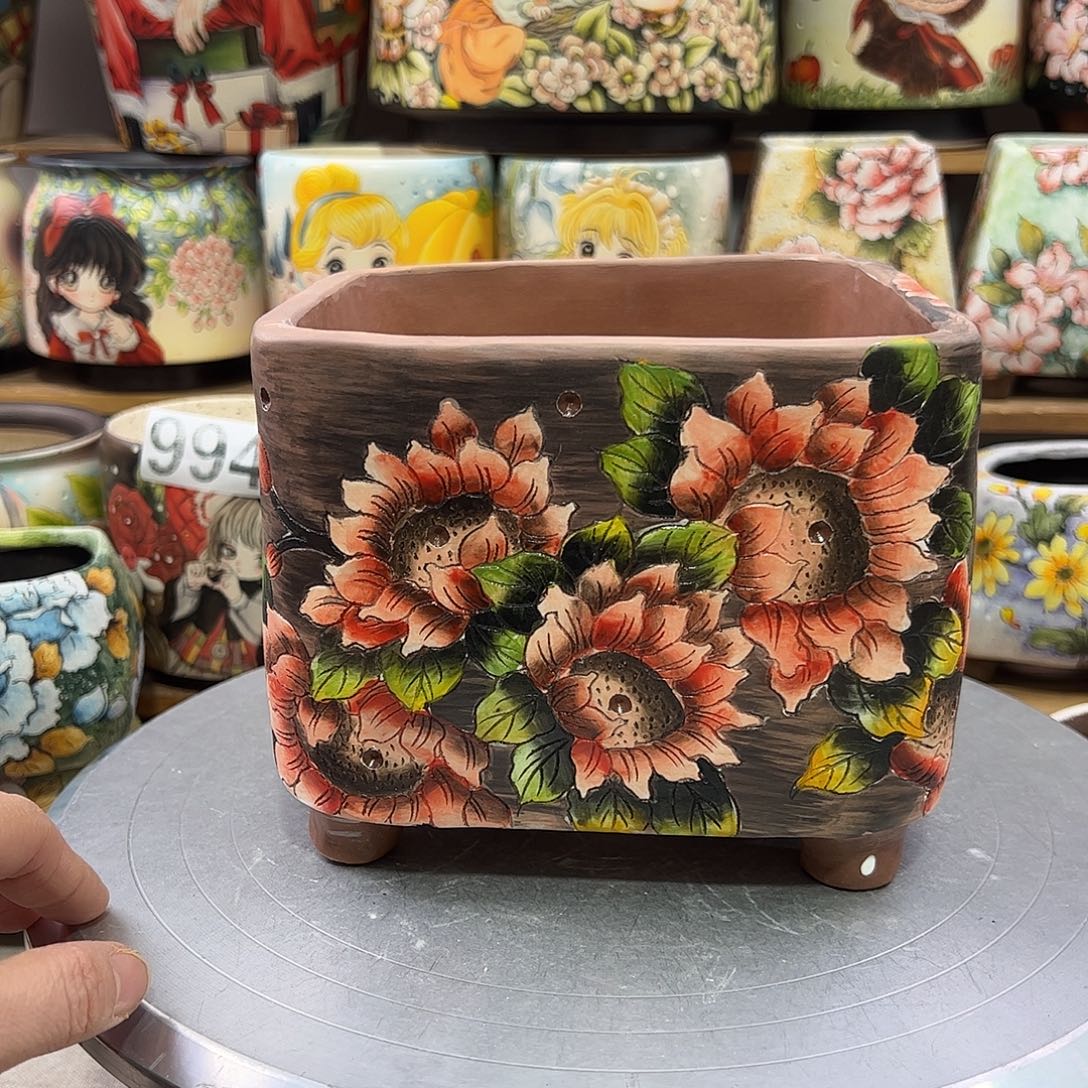 景德镇炫彩手绘口15*15.5高13.5