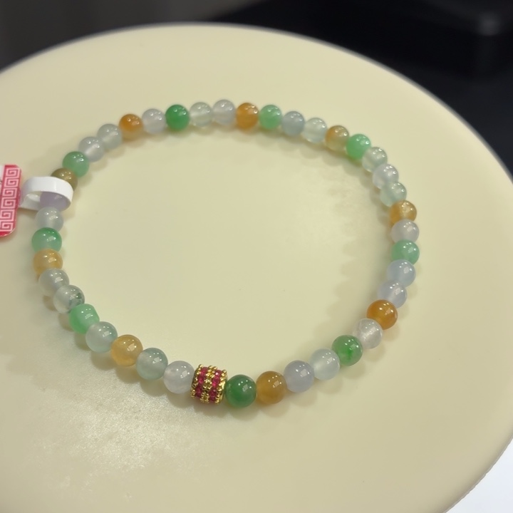 翡翠未镶嵌手链冰胶多宝小米珠卡4.3