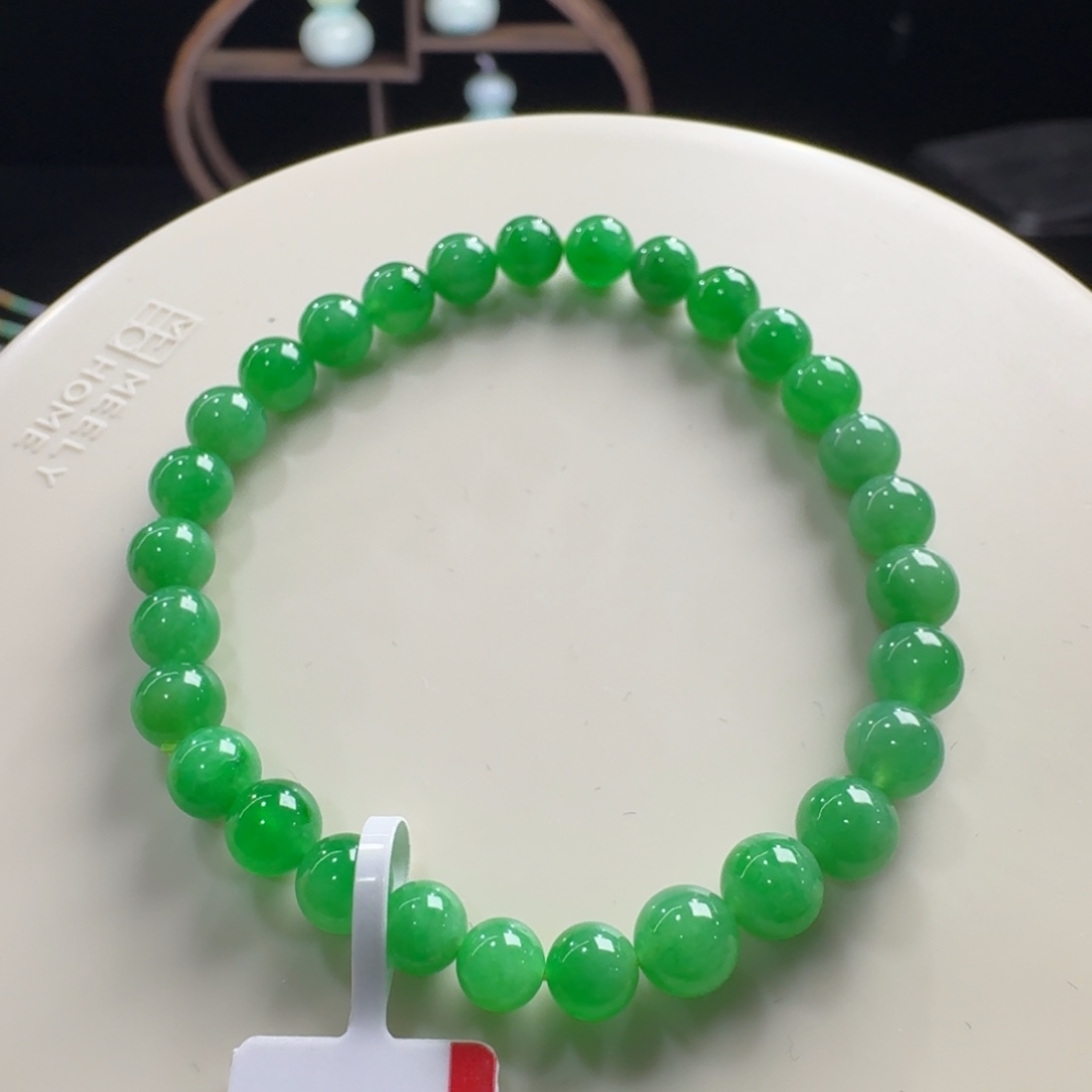 未镶嵌手串翡翠新品胶润细腻正阳绿卡5.1-6.2