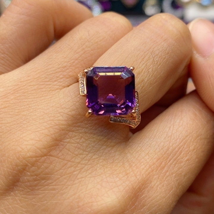 水晶戒指银S925镶嵌天然水晶戒指