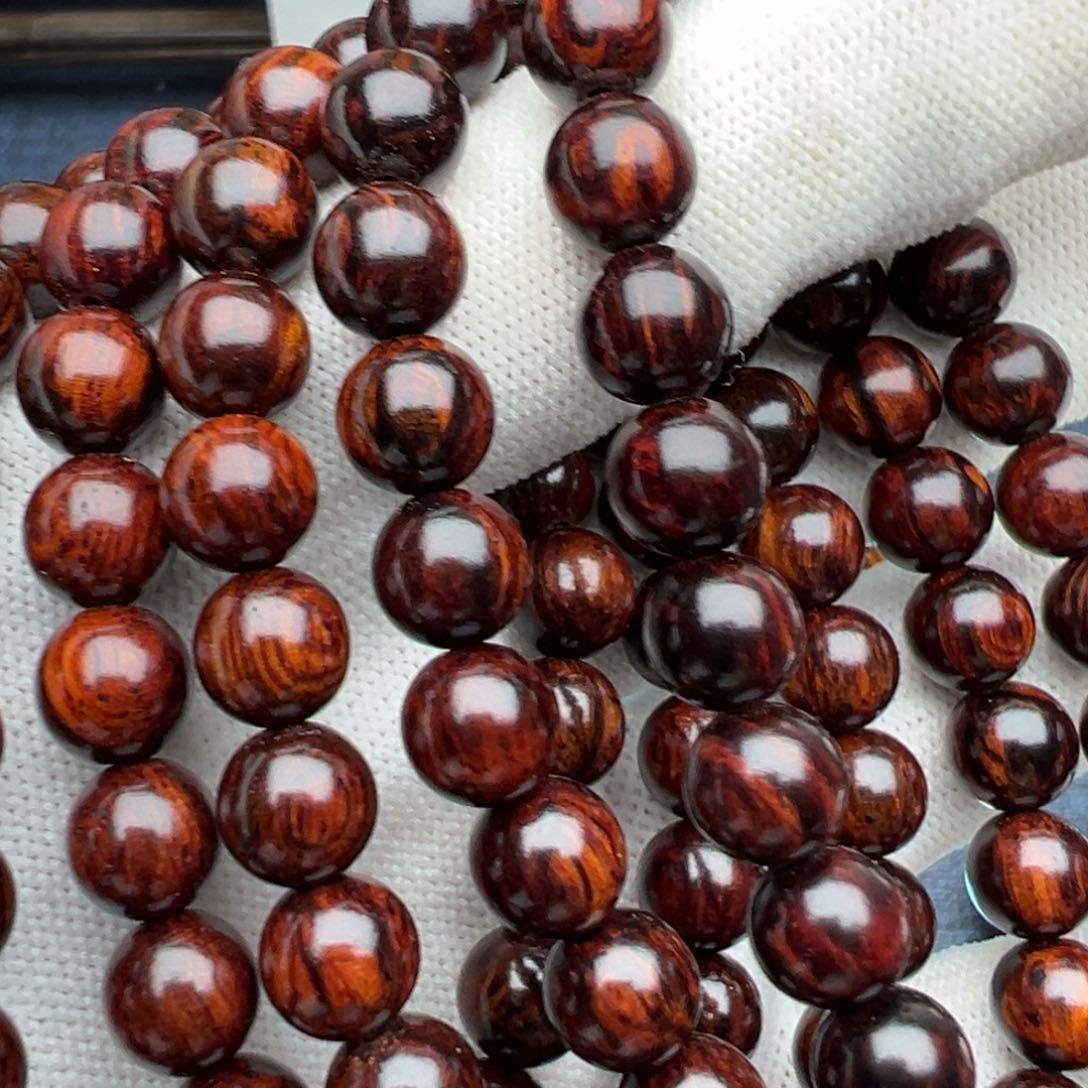 木海南红降花梨公0.8单圈黑金满火焰纹超一档