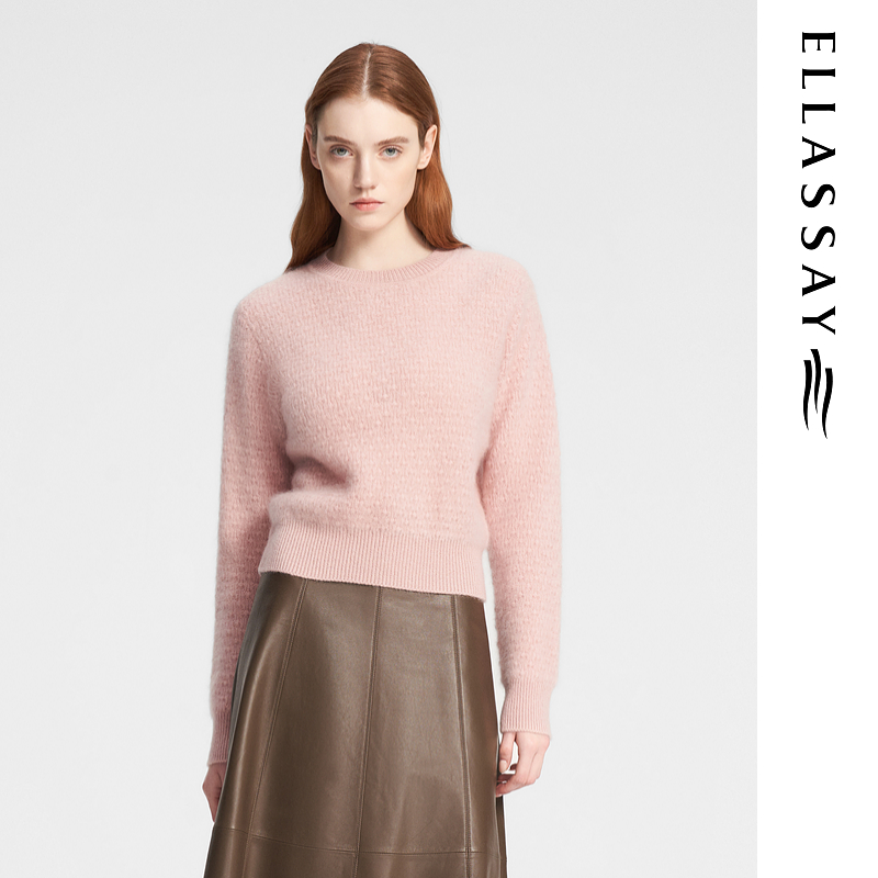 ELLASSAY歌力思秋冬新款简约腰节罗纹套头针织衫女EWE354M21800