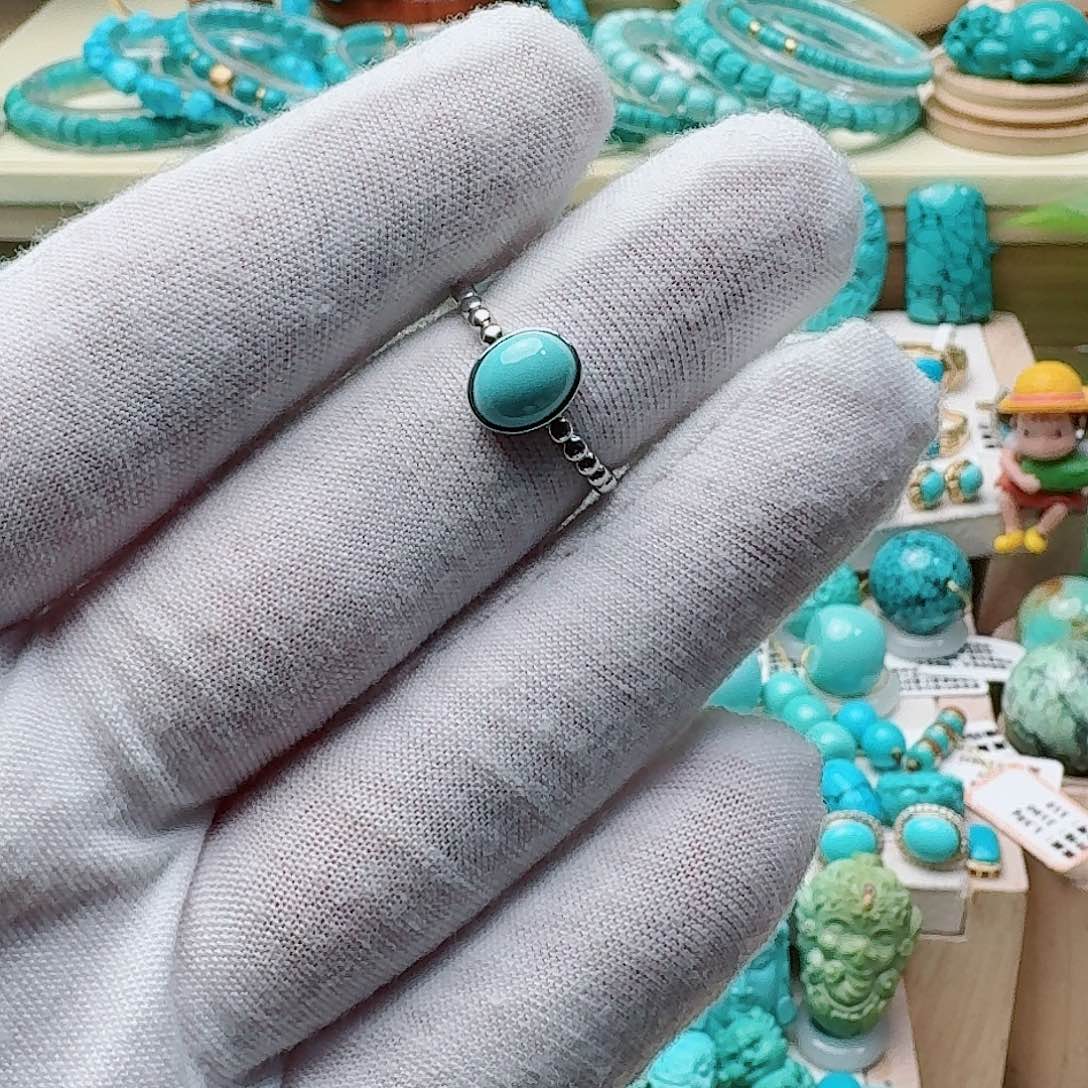 绿松石银S925镶嵌戒指